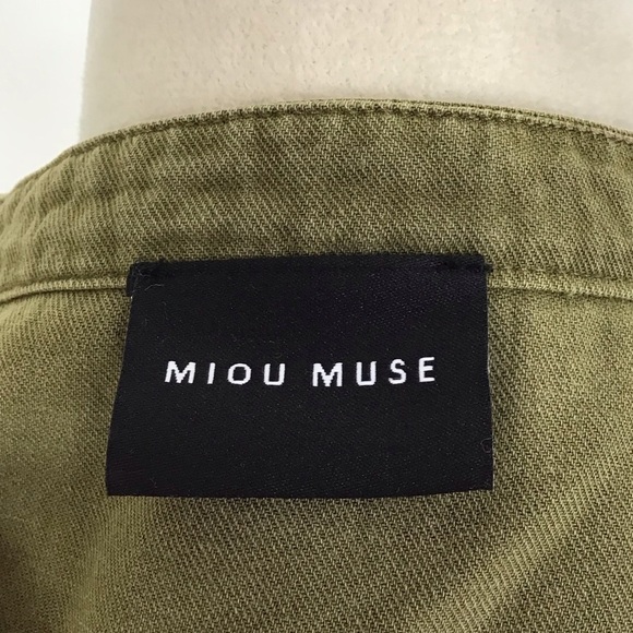 Miou Muse Ruffle Swing Dress Olive Green Size Large - Picture 6 of 7